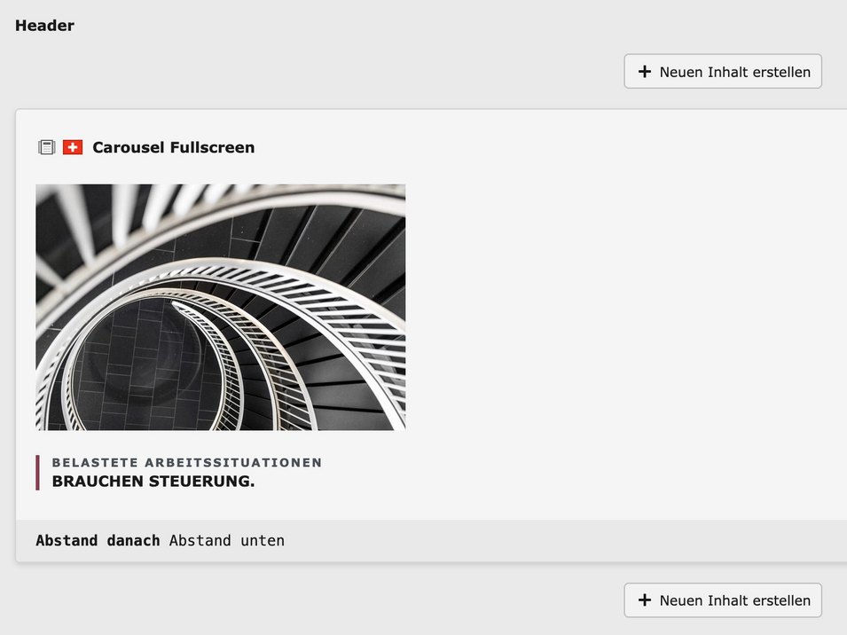Eine spiralförmige Treppe in Schwarz-Weiss, die zu einem unbekannten Ziel führt. Text im Bild thematisiert Belastungen am Arbeitsplatz.